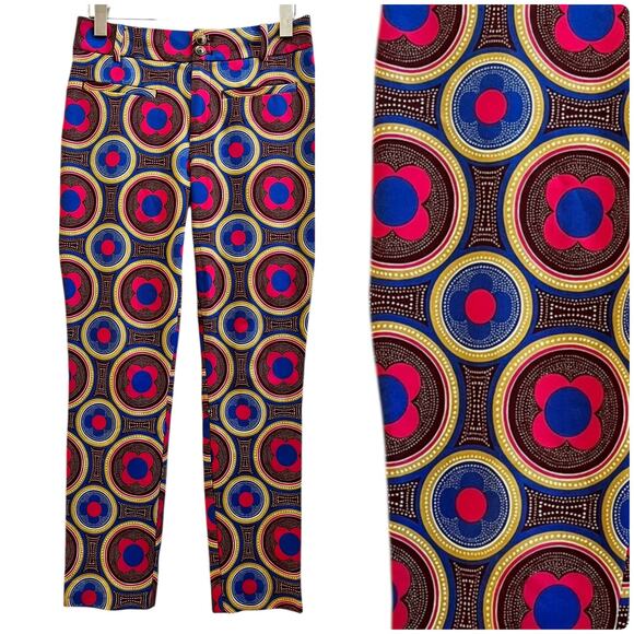 Essentials Anthropologie Multicolored Geometric Print Slim Trouser Pant Size 2 - Picture 14 of 14